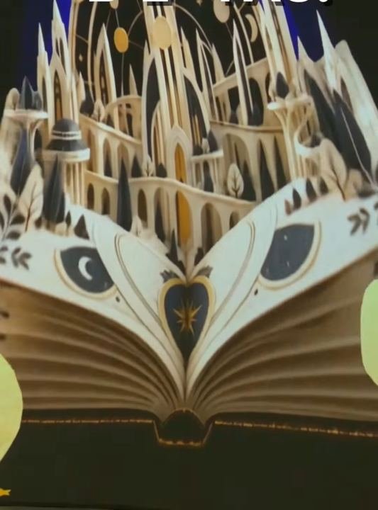 Libro abierto del que sale un castillo de papel